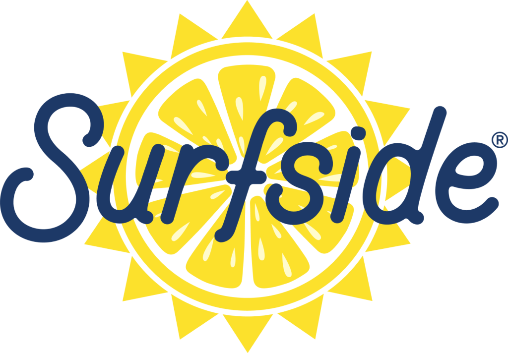 official logo of surfside, blue and yellow